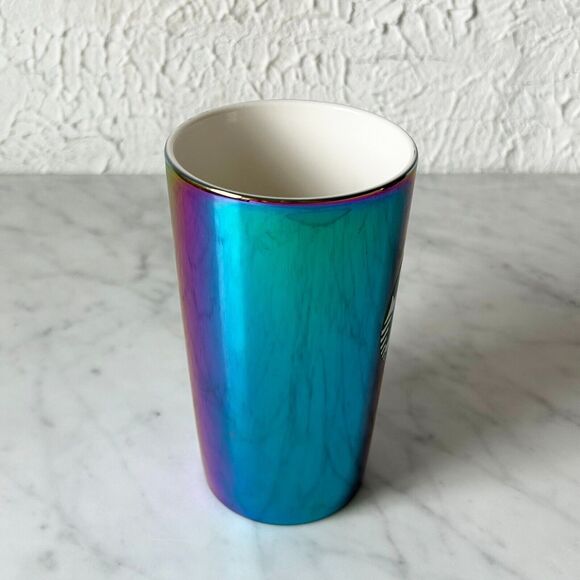 Starbucks 2022 Tall Holographic Iridescent Mug Green Mermaid Logo Coffee Cup - Picture 2 of 6